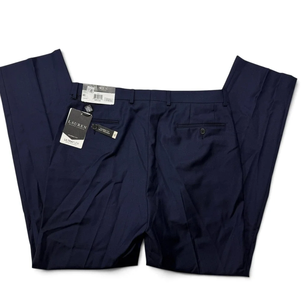 Lauren Ralph Lauren Men Edgewood Ultraflex Wool Suit Pants Navy Blue 34 x 32 NWT